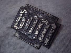 German tinnie Rally badge, Duitse Tinnie, HJ-- DJ--BDM--- Sporttag 1936 Obergau 18. Franken, zeer decoratief.