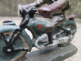 DURSO Belgium soldier on motor. Belgische soldaat op motor met belgische vlag. Brigade Piron of Jaren 50 .