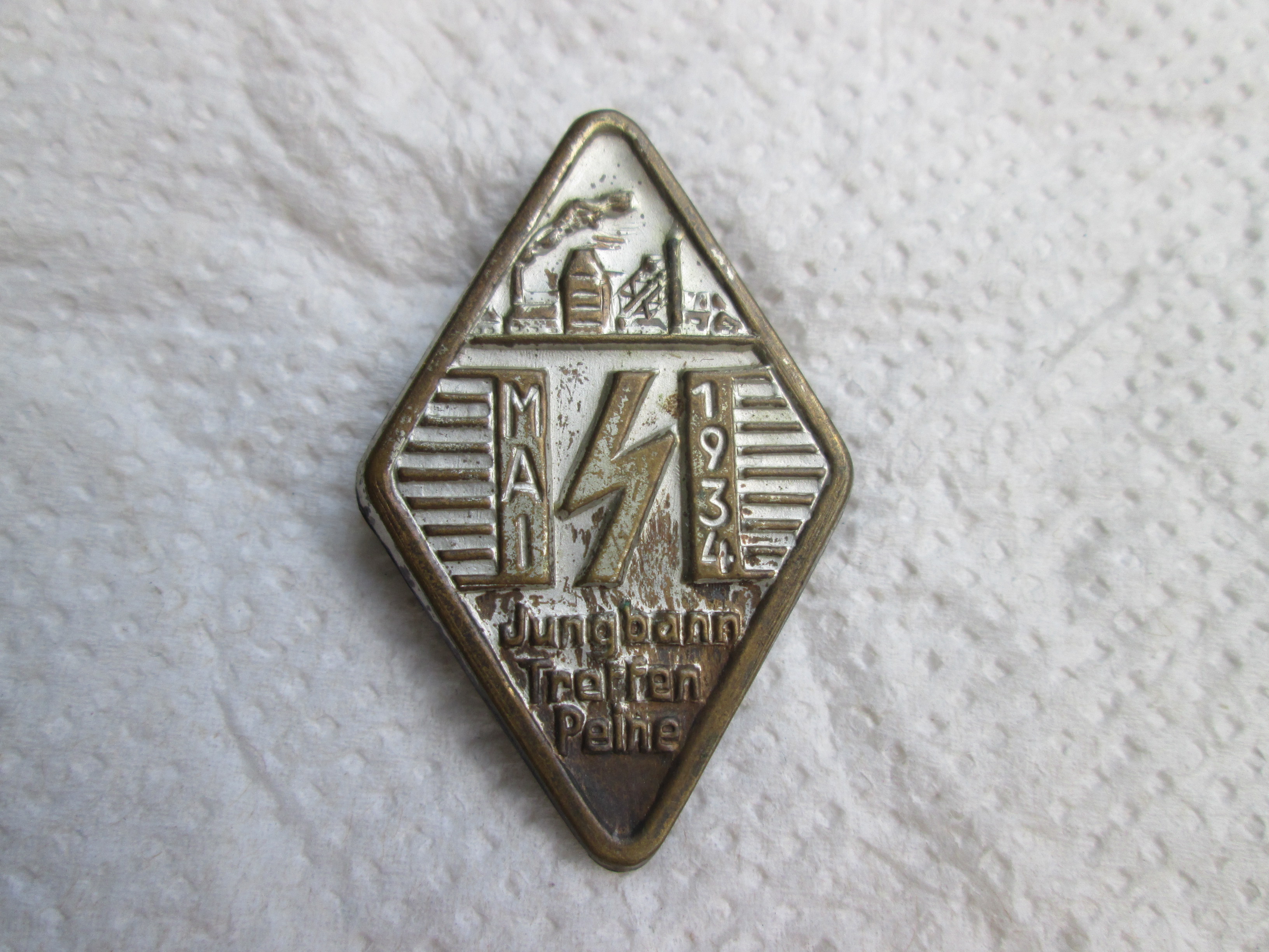 German tinnie, rally badge, Duitse tinnie, H.J. Jungbann treffen Peine Mai 1934. Deutse jugend, Hitler jugend, Jungvolk tinnie