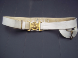 British leather belt with buckle victorian. leren riem met vicroriaans koppelslot, dat maakt het interessant en moeilijk om te vinden. zeer gewild object in Engeland.