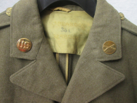 WW2 US Uniform, sergant infanterie eenheid, met mooi etiket en datum, bijzonder stuk