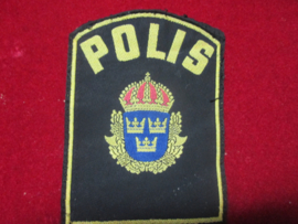 Sleeve badge, POLIS. mouwembleem Zweedse politie