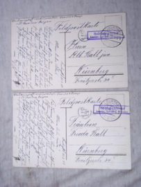 6 postkaarten van dezelfde persoon. 1914-1915-1916- gelegerd in Belgie, met ee nzeer bijzondere uit 1915 vanuit Zwitserland. leuke set.