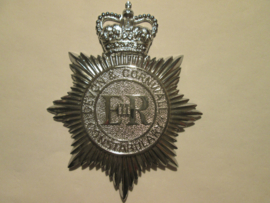 British Bobby helmet badge Devon & Cornwall Constabulary. Engelse Bobby helmplaat.