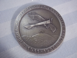 German plaque Air force - Luftwaffe DLV Deutsches Luftsport Verband - Jubiläums- sternflug zum cannstatter Waser. 1911 - 1936. Duitse penning Ortsgruppe Stuttgart des DLV.  diameter 6 cm. goede staat.