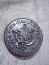 German tinnie, rally badge, Duitse tinnie SPORT, N.S.R.L. Gau- Oberdonau- Tag der Waldlaufes 1942. maker op speld.