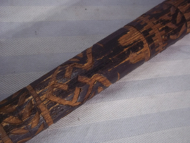 German walking stick with woodcarving, so called WOLCHOW- STICK. Duitse stok met houtsnijwerk, ijzeren kruis, RUSLAND  Adelaar met hakenkruis en andere symbolen, de zogenaamde Wolchow stok.