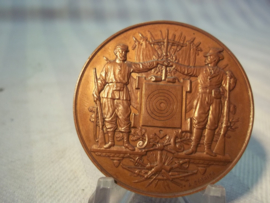 French table- medal, shooting price. Franse bronzen penning,  schietprijs  brons, van de stad LAON.