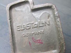 ELASTOLIN Belgium soldier with mortar. Belgische soldaat met camo mortier, goede staat.