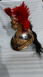 French Currasier helmet, officer, goldplated, Franse kurassiers helm officier met vuurvergulde uitmonstering, compleet met binnenwerk, zeer nette staat.