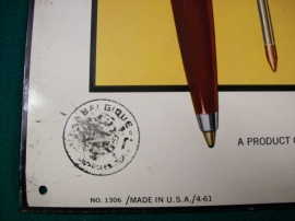 Tin billboard, Parker Pen with tax stamp. Blikken reclameplaat Parker Pen jaren 70