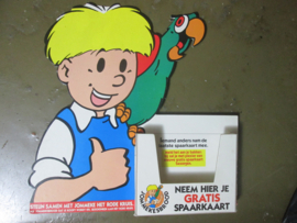 Commercial cartoon display JEROME. Reclame standaard voor JEROME, en het Rode Kruis. kleurrijk ding Belgisch stripverhaal.
