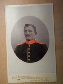 Photograph German soldier coloured.Foto Pruisische soldaat ingekleurd.