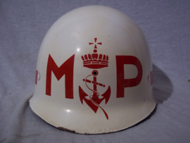 Nederlandse binnenhelm van de Marine Patrouille, jaren 50 zeer bijzonder capac binnenwerk. Koninklijke Marine.