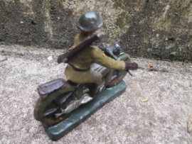 DURSO Belgium soldier on motor. Belgische soldaat op motor. met Belgische vlag Brigade Pioron.