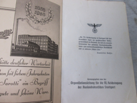 soort uitnodiging voor de Ausland Organisation van de NSDAP om te luisteren naar redevoeringen in 1938. Dit duurde dan 5 of 6 dagen. met veel afbeeldingen.