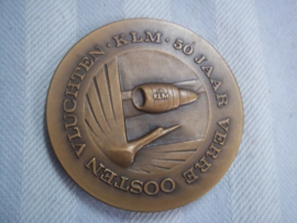 Bronzen penning Verre Oosten vluchten KLM 50 jaar
