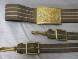 US Infantry officers sword belt model 1902, nicely marked. Amerikaanse officiers riem met sabeldrager M.C.Lilley & Co manufactures Columbus Ohio, zeer goede staat TOP