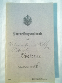 German Uberweisungsnationale, soldbuch 1906.