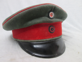 German NCO Artillery cap fieldgrey. Duitse manschappen/ Onderofficierspet feldgrau Artillerie kepie, Würtemberg, zeer nette gebruikte staat met 3 kleine motgaatjes niet storend, zeldzame pet.