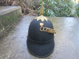 US cloth helmet M1860 New/York National Guard Excelsior Brigade 1861/1864 Pinhelm Amerikaanse helm vuurverguld beslag nette staat bijzonder stuk.