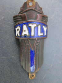 Balhoofdplaatje fiets, bycicle trade mark RATLY.