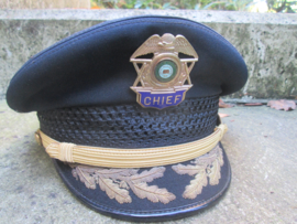 American police cap officer. Amerikaanse politie pet met geborduurde klep, City of Hickory, South Carolina.