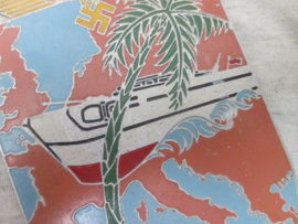 German plaque, commemorating the service of 3 rd. Schnellboot Flottilla. Unit shield, Kriegsmarine. Duitse metalen aluminium plaquette Die Afrika Flottille. Zeldzaam, 6 van bekend