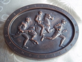 Austrian table-medal.1928.Oostenrijkse plaquette met bronslaag 14 bij 10 cm. Oostenrijkse Bundesheer.