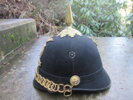 US cloth helmet M1860 New/York National Guard Excelsior Brigade 1861/1864 Pinhelm Amerikaanse helm vuurverguld beslag nette staat bijzonder stuk.