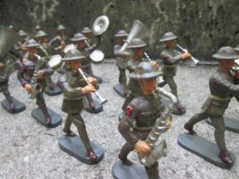 ELASTOLIN American Army Drum band with metal instruments. Amerikaans leger drumband met metalen instrumenten MINT staat TOP