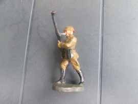 ELASTOLIN Belgium drumband 18 soldiers with officer and flag bearer. 18 koppige drumband Belgisch leger zeer bijzonder in goede staat