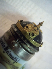 Duitse reservistenpijpenkop zonder steel 4e Escadron Westfalische Dragoner Regiment No.7, Saarbrücken 1895/1898, met complete miniatuur pickelhaube. reservist Müch.