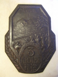 Austrian iron remembrance plate KARPATHEN durchhalten 3 Armee 1914-1915.