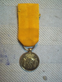 Nederlandse miniatuur medaille  Trouwe Dienst, met W gemerkt in het ringetje verguld of goud.