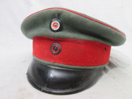 German NCO Artillery cap fieldgrey. Duitse manschappen/ Onderofficierspet feldgrau Artillerie kepie, Würtemberg, zeer nette gebruikte staat met 3 kleine motgaatjes niet storend, zeldzame pet.