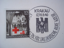 Duitse kaart met postzegel KRAKAU 1940 Duits Rode Kruis DRK Deutsche Post Osten