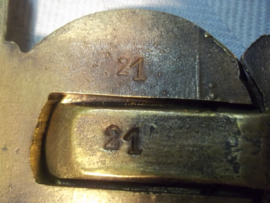 British buckle Nil sin Labore. Bronzen Engelse gesp infanterie regiment, nummer gelijk