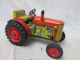 Tin toy tractor, Bloikken speelgoed traktor, met schakel bediening. ZETOR