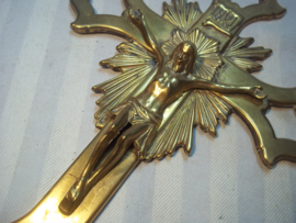Koperen kruisbeeld messing. antiek
