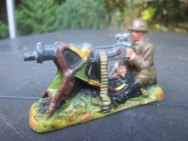 ELASTOLIN Belgium soldier behind machine gun. Belgische soldaat achter mitrailleur.
