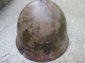 Japanese helmet M-1890, nicely marked used condition, Japanse staalhelm. met originele ster en binnenwerk, mooi gemarkeerd, moeilijk te vinden helm in originele staat. gedragen complete staat.