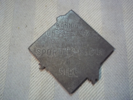 German Hitler- Jugend sporting plaque. Duitse sport penning Hitler Jeugd, Bann und Untergau 507  SPORTFEST 1941   II  SIEG, zeer bijzonder.