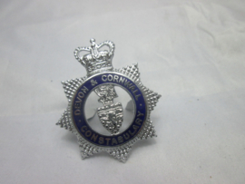 British cap badge Devon & Cornwall constabulary. Engels politie pet embleem.