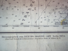 German Navy  map. Reichsmarine 1910 measures 110 - 70 cm. Duitse zeekaart van de Duitse reichsmarine