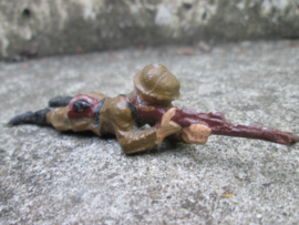 ELASTOLIN Belgium soldier with gasmask shooting, Belgische soldaat schietend met gasmasker