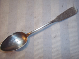 Belgium silver hallmarked spoon.Zilveren lepel, 3-4-juni 1900 te Beverloo, bekend legerkamp van de Jagers- Verkenners, Chasseurs-eclaireus, zeer bijzonder, met zilver stempels.