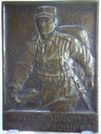 Sports plaque of the Sweden army 1919.Sportpenning van het Zweedse leger brons