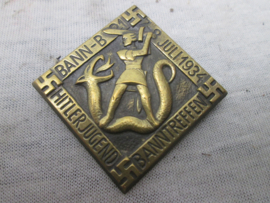 German tinnie, rally badge Duitse tinnie, Hitler- Jugend Banntreffen Bann-B-21 - 7/8 juli 1934 no maker, geen hersteller .
