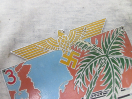 German plaque, commemorating the service of 3 rd. Schnellboot Flottilla. Unit shield, Kriegsmarine. Duitse metalen aluminium plaquette Die Afrika Flottille. Zeldzaam, 6 van bekend